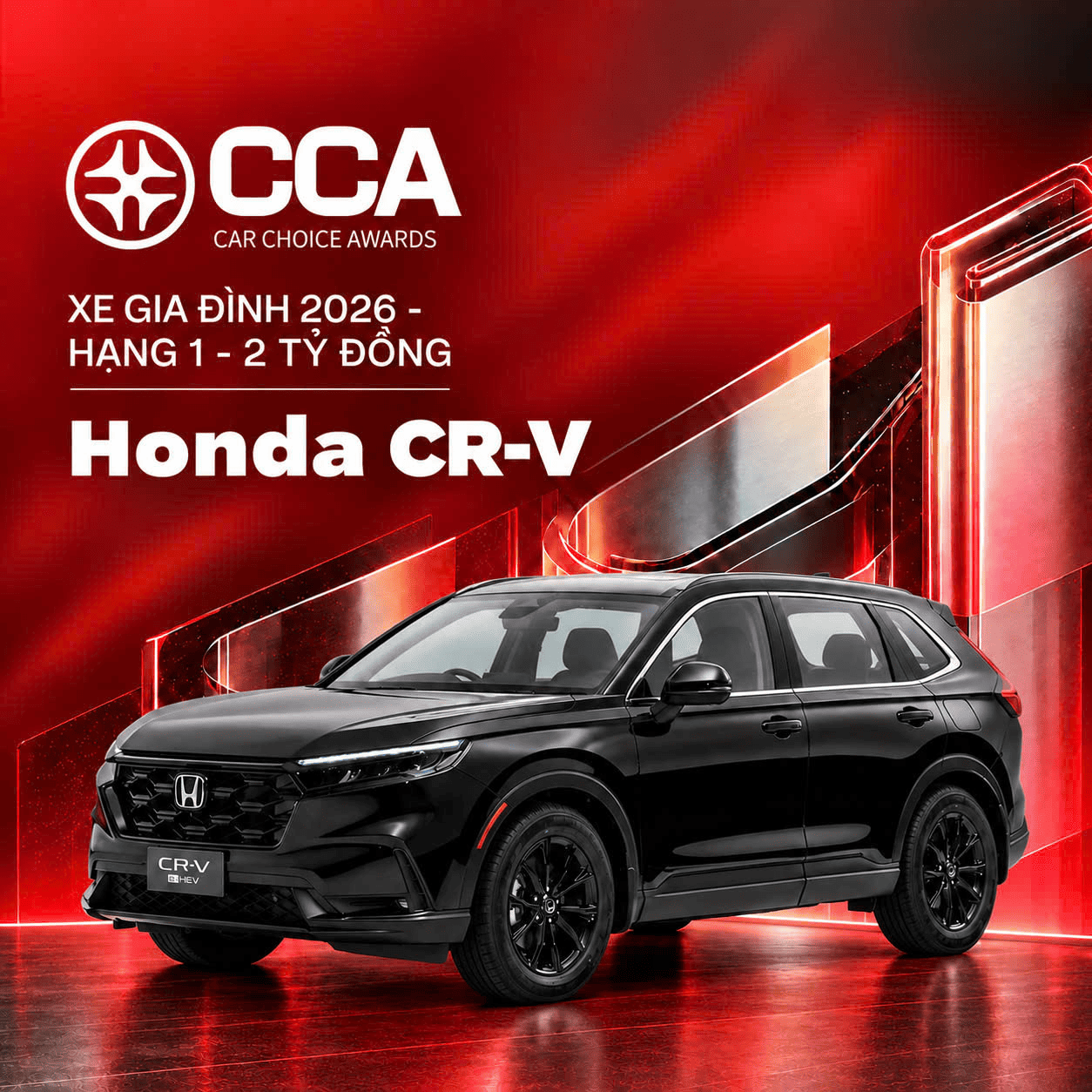 Honda CR-V vinh dự nhận giải thưởng Xe gia đình – Hạng 1-2 tỷ đồng tại Better Choice Awards 2026. Khám phá thiết kế, công nghệ an toàn và phiên bản CR-V e:HEV RS Hybrid tại Honda Ô tô Mỹ Đình.
